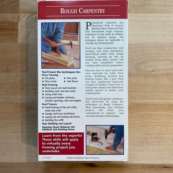 Rough Carpentry VHS 2003 DIY Home Improvement Handyman Club Video Series - Picture 2 of 4